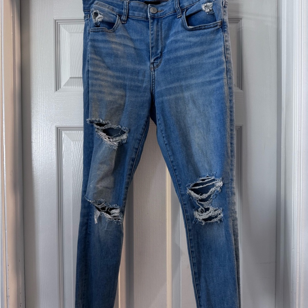Distressed Blue Jeans